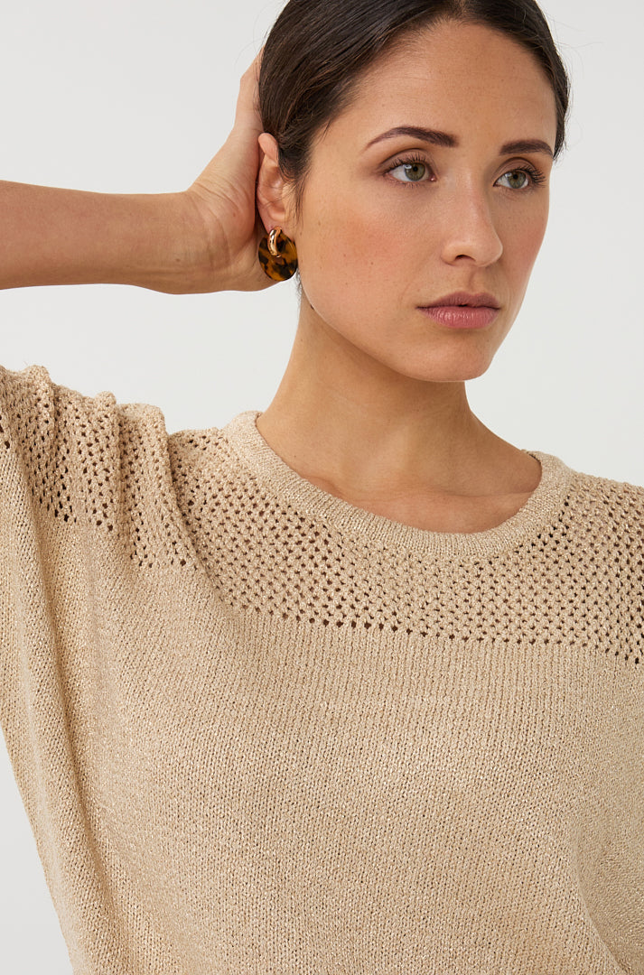 Chandail avec ouvertures pour femme par Esqualo | SP2602017 Sable Clair | Boutique Vvög, vêtements mode pour homme et femme