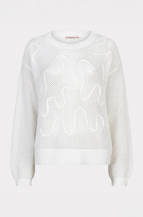 Chandail avec ouvertures pour femme par Esqualo | SP2602032 Blanc Cassé | Boutique Vvög, vêtements mode pour homme et femme