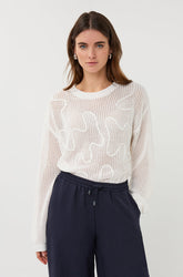 Chandail avec ouvertures pour femme par Esqualo | SP2602032 Blanc Cassé | Boutique Vvög, vêtements mode pour homme et femme