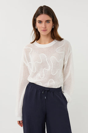 Chandail avec ouvertures pour femme par Esqualo | SP2602032 Blanc Cassé | Boutique Vvög, vêtements mode pour homme et femme