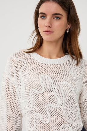 Chandail avec ouvertures pour femme par Esqualo | SP2602032 Blanc Cassé | Boutique Vvög, vêtements mode pour homme et femme