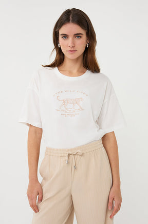 T-Shirt pour femme par Esqualo | SP2605013 Blanc Cassé Sable | Boutique Vvög, vêtements mode pour homme et femme