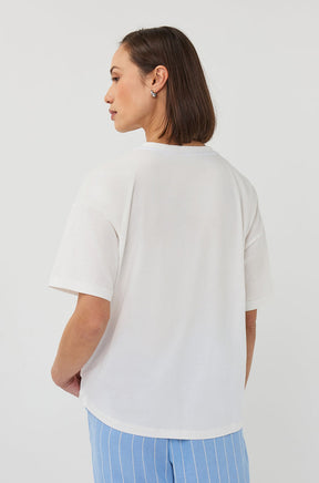 T-Shirt pour femme par Esqualo | SP2605013 Blanc Cassé Bleu Ciel | Boutique Vvög, vêtements mode pour homme et femme