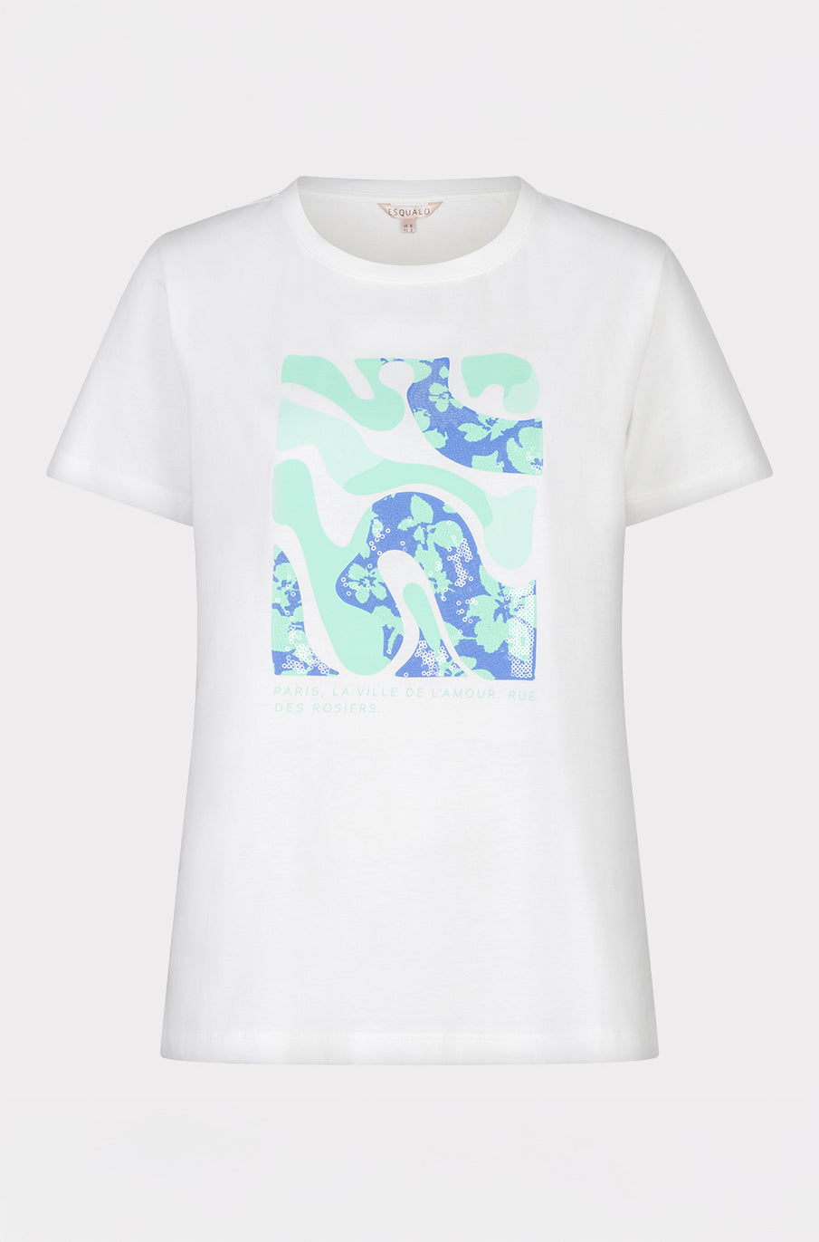 T-Shirt pour femme par Esqualo | SP2605014 Blanc Cassé Menthe | Boutique Vvög, vêtements mode pour homme et femme
