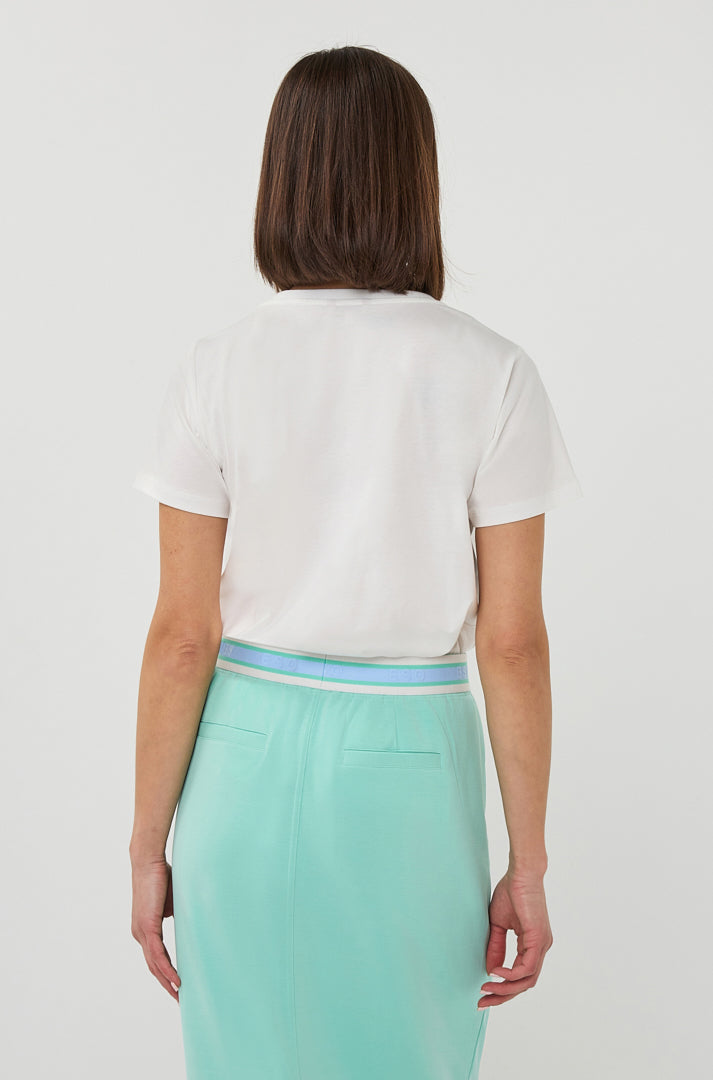 T-Shirt pour femme par Esqualo | SP2605014 Blanc Cassé Menthe | Boutique Vvög, vêtements mode pour homme et femme