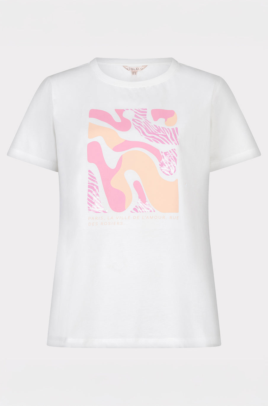 T-Shirt pour femme par Esqualo | SP2605014 Blanc Cassé Rose | Boutique Vvög, vêtements mode pour homme et femme