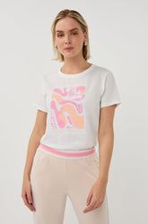 T-Shirt pour femme par Esqualo | SP2605014 Blanc Cassé Rose | Boutique Vvög, vêtements mode pour homme et femme