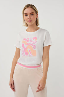 T-Shirt pour femme par Esqualo | SP2605014 Blanc Cassé Rose | Boutique Vvög, vêtements mode pour homme et femme