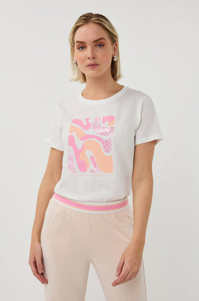 T-Shirt pour femme par Esqualo | SP2605014 Blanc Cassé Rose | Boutique Vvög, vêtements mode pour homme et femme