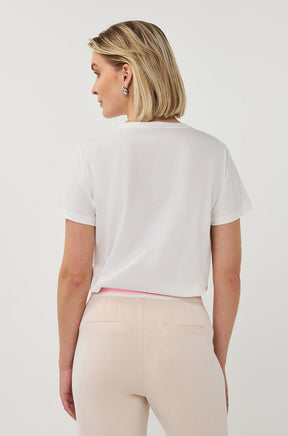 T-Shirt pour femme par Esqualo | SP2605014 Blanc Cassé Rose | Boutique Vvög, vêtements mode pour homme et femme