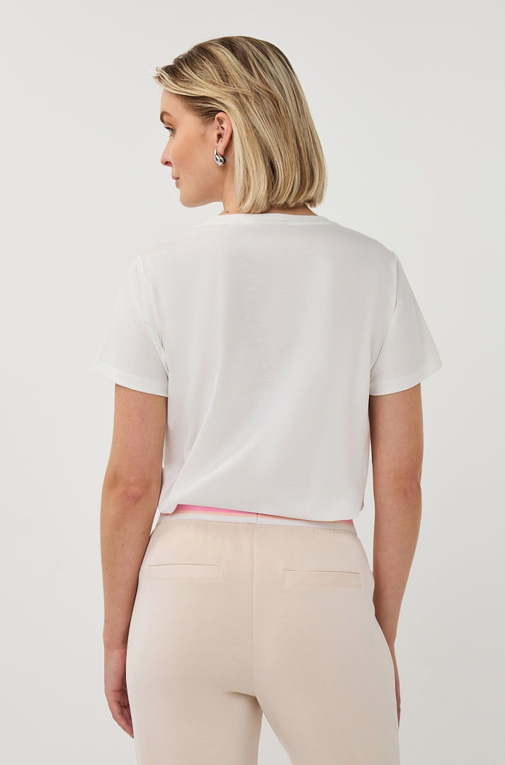 T-Shirt pour femme par Esqualo | SP2605014 Blanc Cassé Rose | Boutique Vvög, vêtements mode pour homme et femme