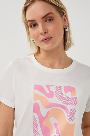 T-Shirt pour femme par Esqualo | SP2605014 Blanc Cassé Rose | Boutique Vvög, vêtements mode pour homme et femme