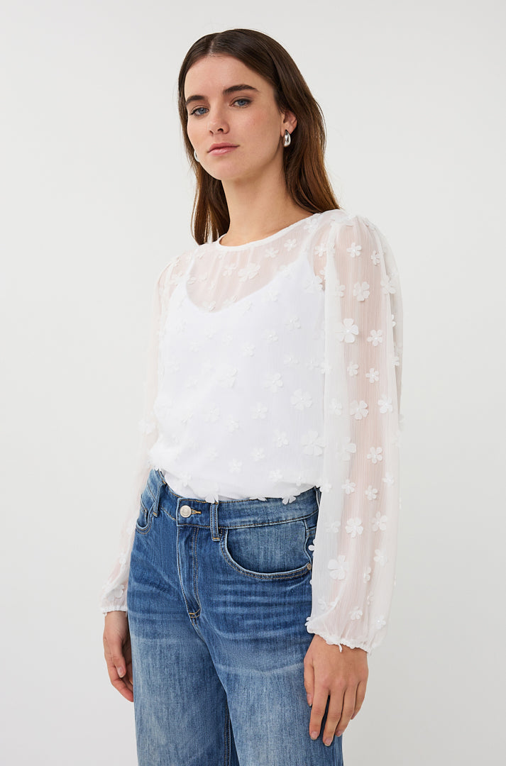 Blouse transparante pour femme par Esqualo | SP2614009 Blanc Cassé | Boutique Vvög, vêtements mode pour homme et femme