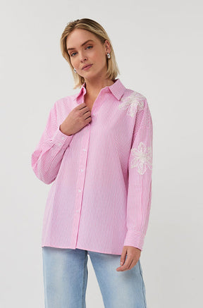 Blouse pour femme par Esqualo | SP2614028 Rose Blanc | Boutique Vvög, vêtements mode pour homme et femme