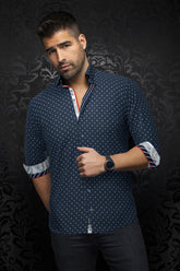Chemise manches longues en Knit pour homme par Au Noir | STARSCREAM Marine | Boutique Vvög, inventaire complet de la marque Au Noir