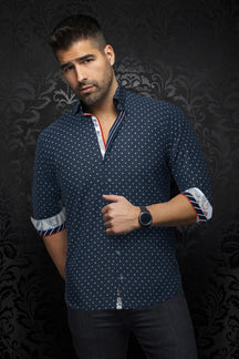 Chemise manches longues en Knit pour homme par Au Noir | STARSCREAM Marine | Boutique Vvög, inventaire complet de la marque Au Noir