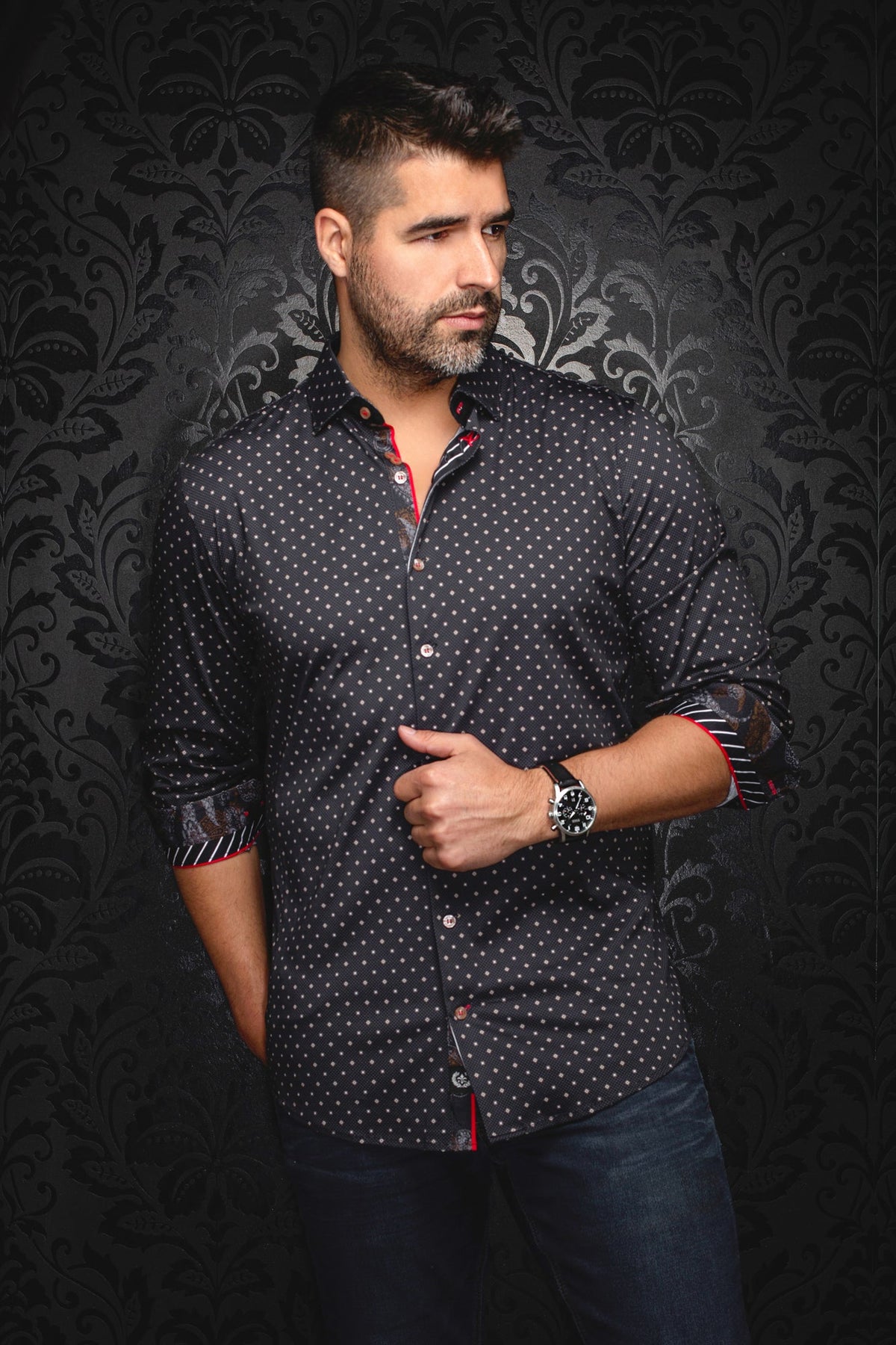 Chemise manches longues en Knit pour homme par Au Noir | STARSCREAM Noir Or | Boutique Vvög, inventaire complet de la marque Au Noir
