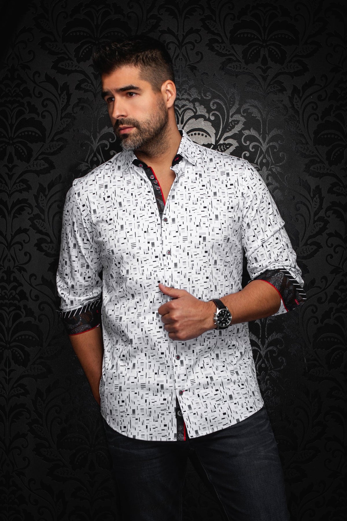 Chemise manches longues en Knit pour homme par Au Noir | STRATTA Blanc | Boutique Vvög, inventaire complet de la marque Au Noir