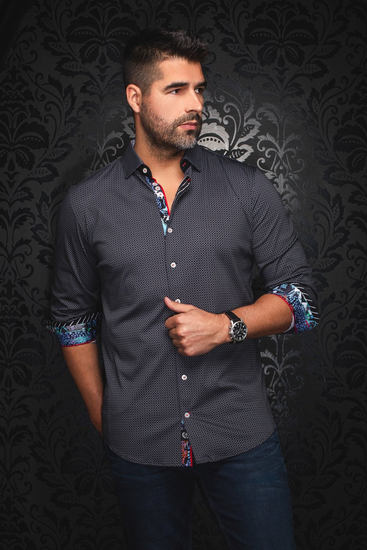 Chemise manches longues en Knit pour homme par Au Noir | SUNDANCE Noir Gris | Boutique Vvög, inventaire complet de la marque Au Noir
