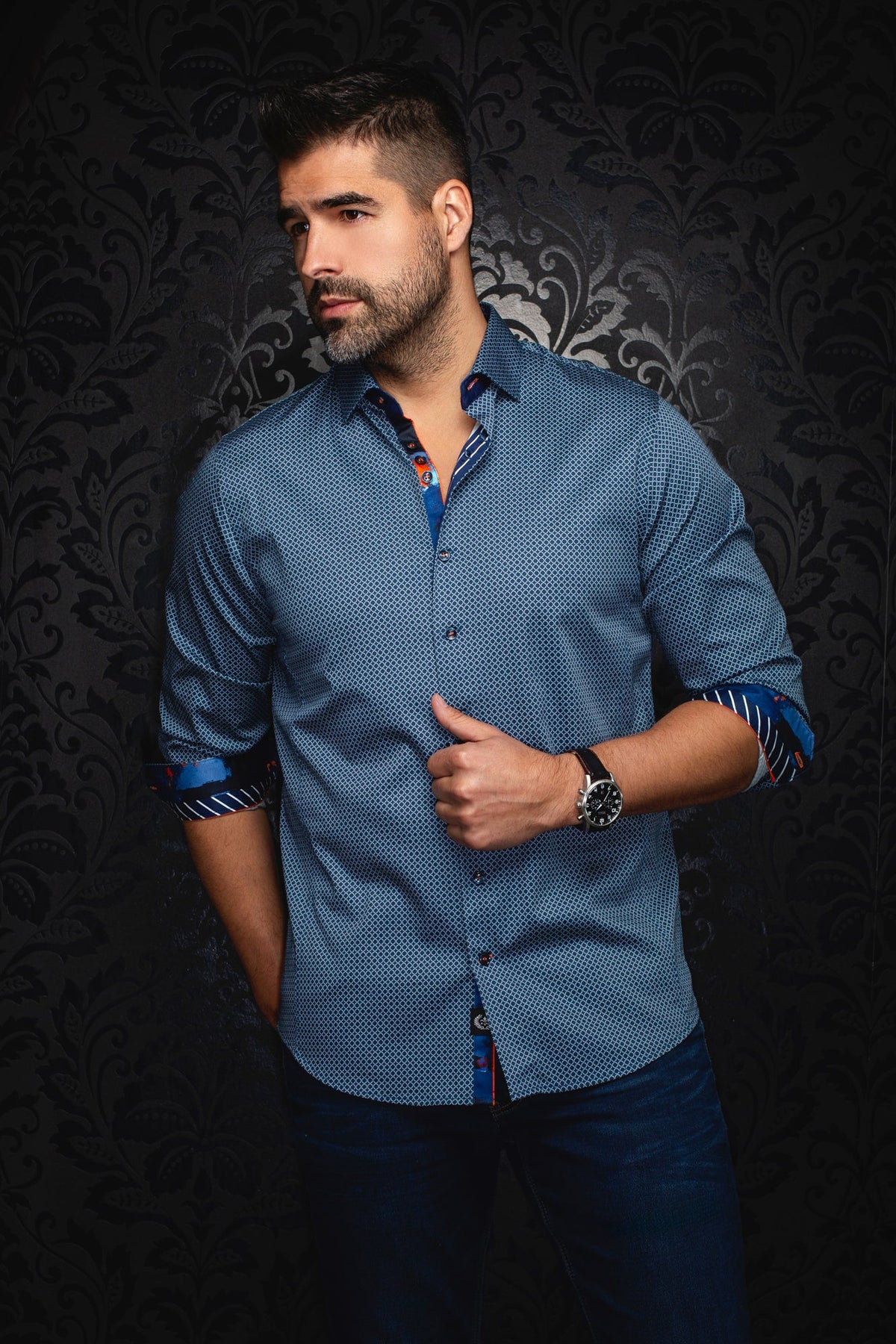 Chemise manches longues en Knit pour homme par Au Noir | SUNDANCE Marine | Boutique Vvög, inventaire complet de la marque Au Noir