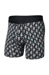 Sous-vêtement noir et gris à imprimé d’oiseaux avec taille noire SAXX pour homme, vue de face