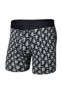 Sous-vêtement noir et gris à imprimé d’oiseaux avec taille noire SAXX pour homme, vue de face