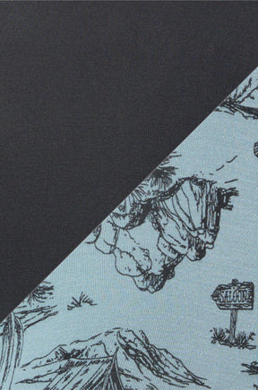 Sous-vêtement noir tricoté et tissu bleu pâle à motif désert avec tissu pour homme par Saxx, en gros plan