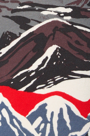 Tissu imprimé montagnes rouge, gris, noir et blanc du sous-vêtement pour homme par Saxx, en gros plan