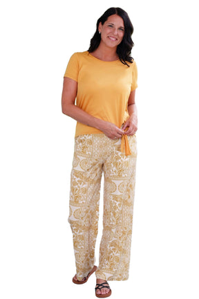 Palazo pour femme par Rien ne se perd, tout se crée | Mango Ocre Et Ivoire | Boutique Vvög, vêtements mode pour homme et femme