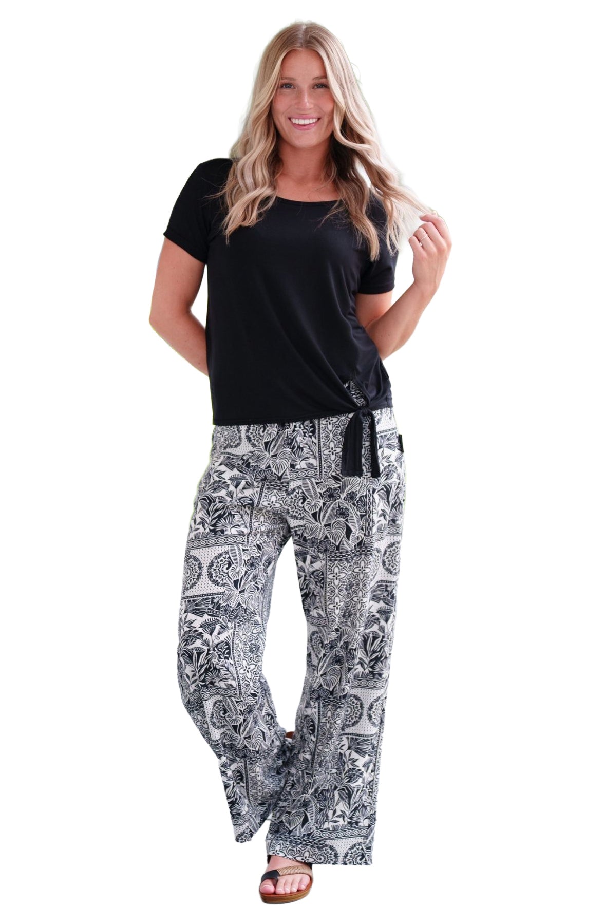 Palazo pour femme par Rien ne se perd, tout se crée | Mango Noir Et Ivoire | Boutique Vvög, vêtements mode pour homme et femme