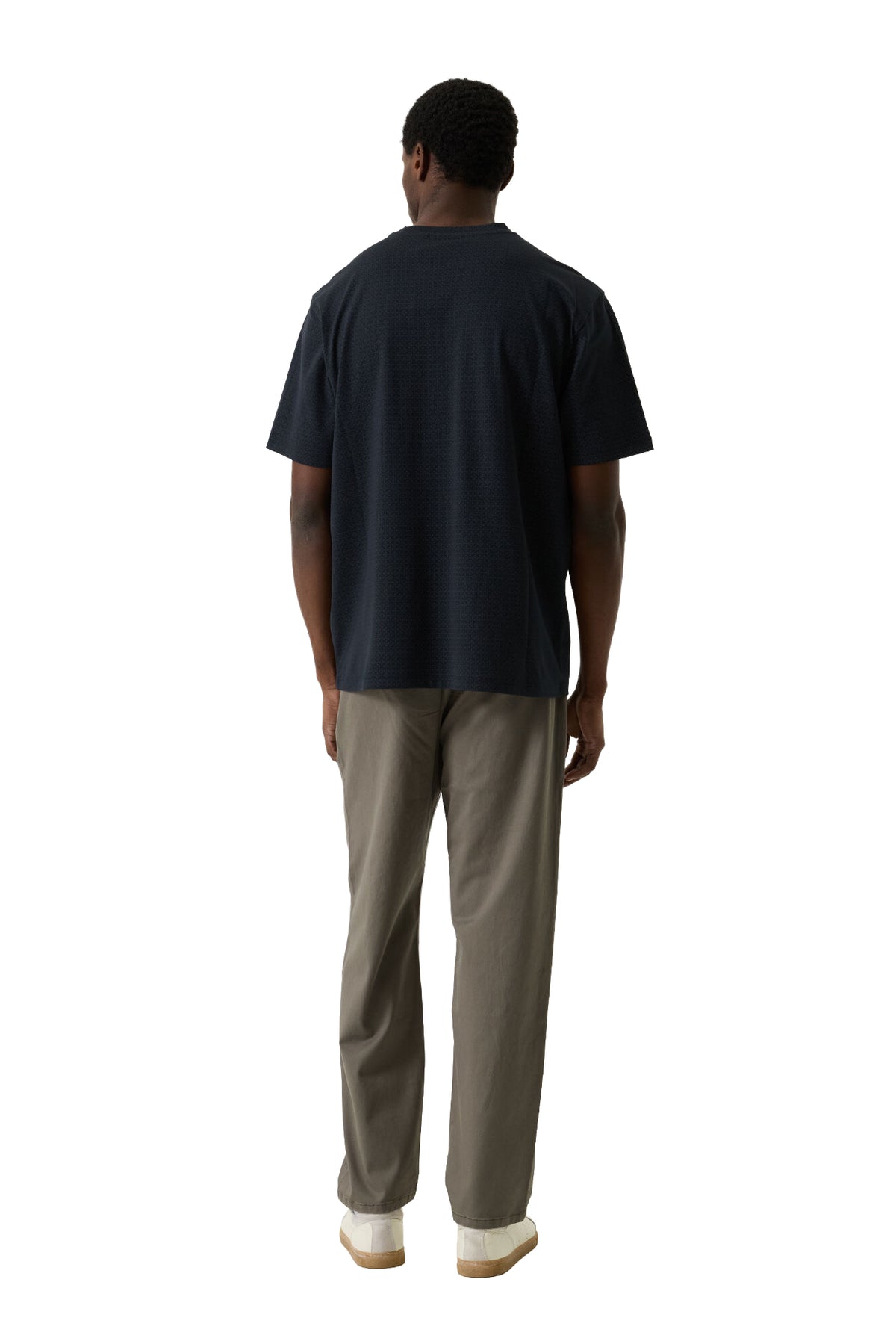 Men's dark navy Short-sleeve T-Shirt on model, back view showing straight relaxed shape by Garcia