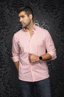 Chemise manches longues en Knit extensible pour homme par Au Noir | TELLY Corail | Boutique Vvög, inventaire complet de la marque Au Noir