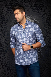 Chemise manches longues en Knit extensible pour homme par Au Noir | TRAVIS Denim | Boutique Vvög, inventaire complet de la marque Au Noir