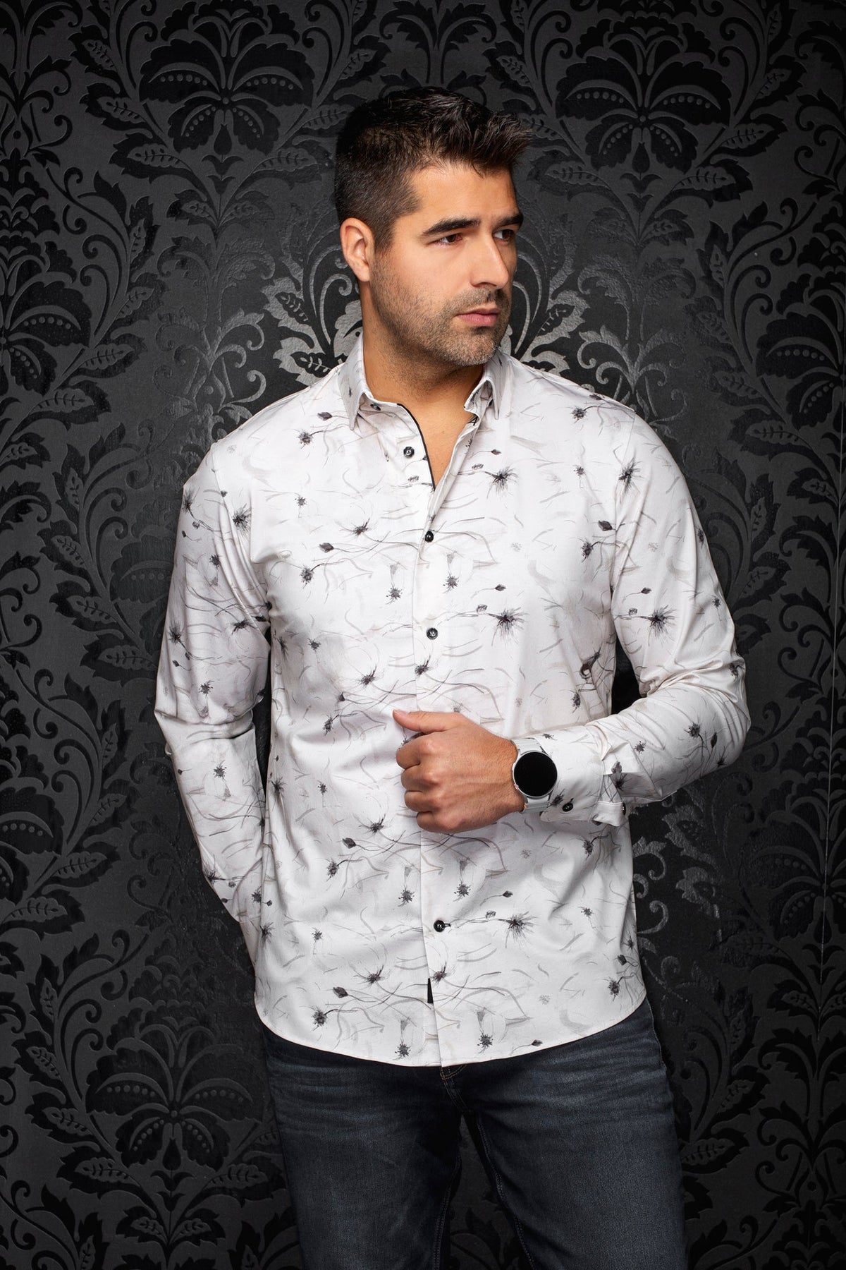 Chemise manches longues en Knit extensible pour homme par Au Noir | TRUMAN Pierre | Boutique Vvög, inventaire complet de la marque Au Noir