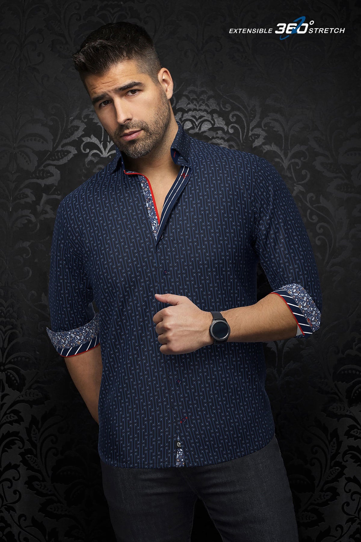 Chemise manches longues en Knit pour homme par Au Noir | UNDERWOOD Bleu Marine | Boutique Vvög, inventaire complet de la marque Au Noir