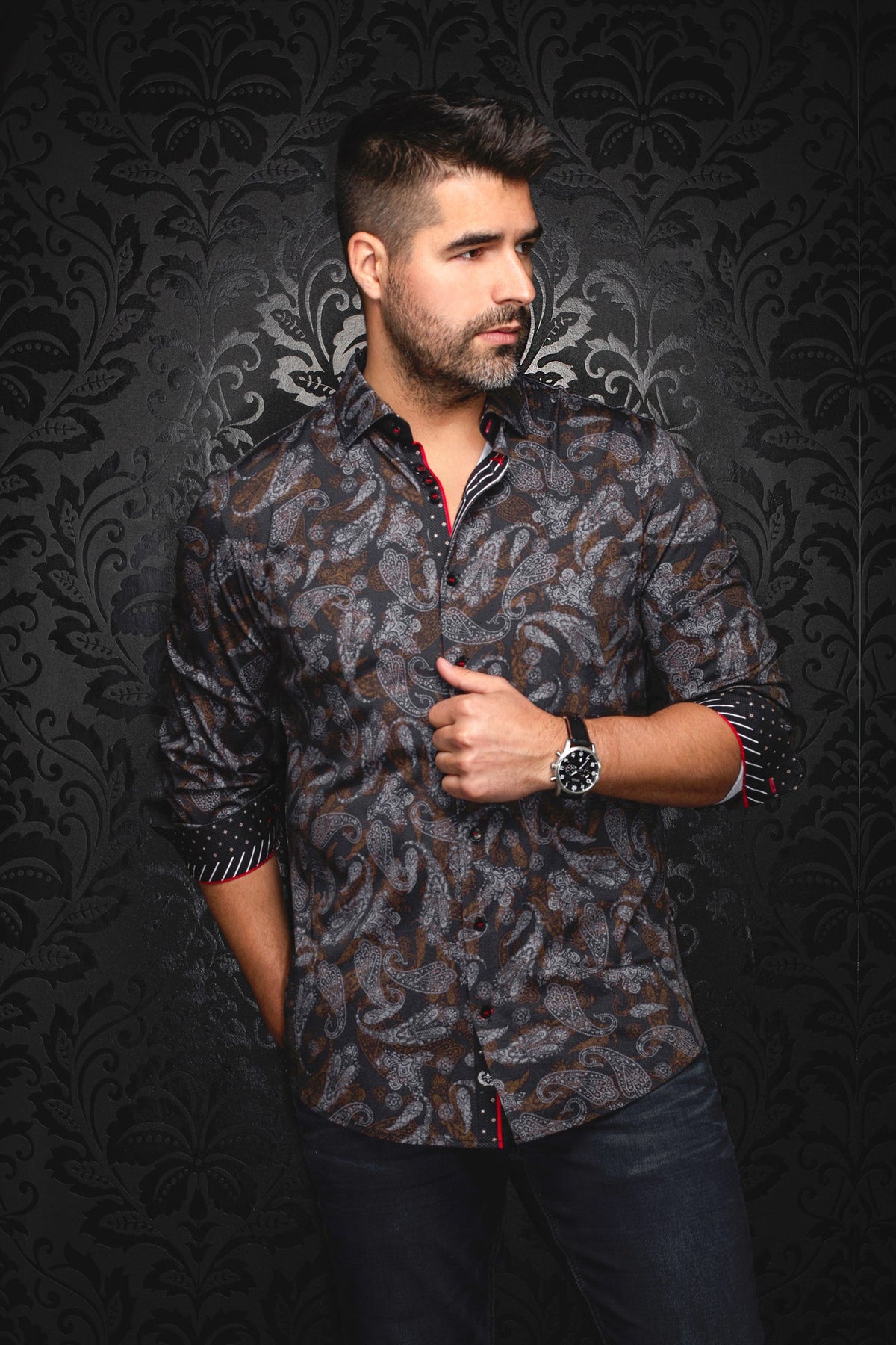 Chemise manches longues en Knit pour homme par Au Noir | VESPER Noir | Boutique Vvög, inventaire complet de la marque Au Noir