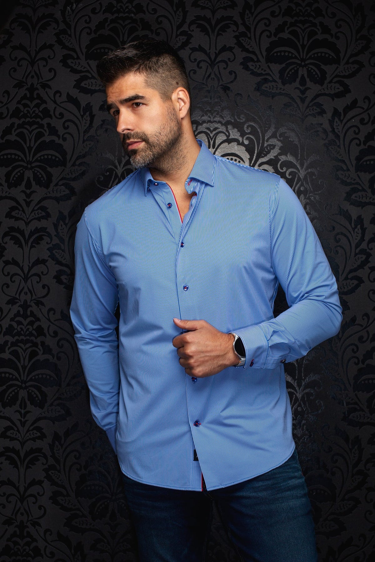 Chemise en nylon pour homme par Au Noir | VOLTA Bleu | Boutique Vvög, vêtements mode pour homme et femme