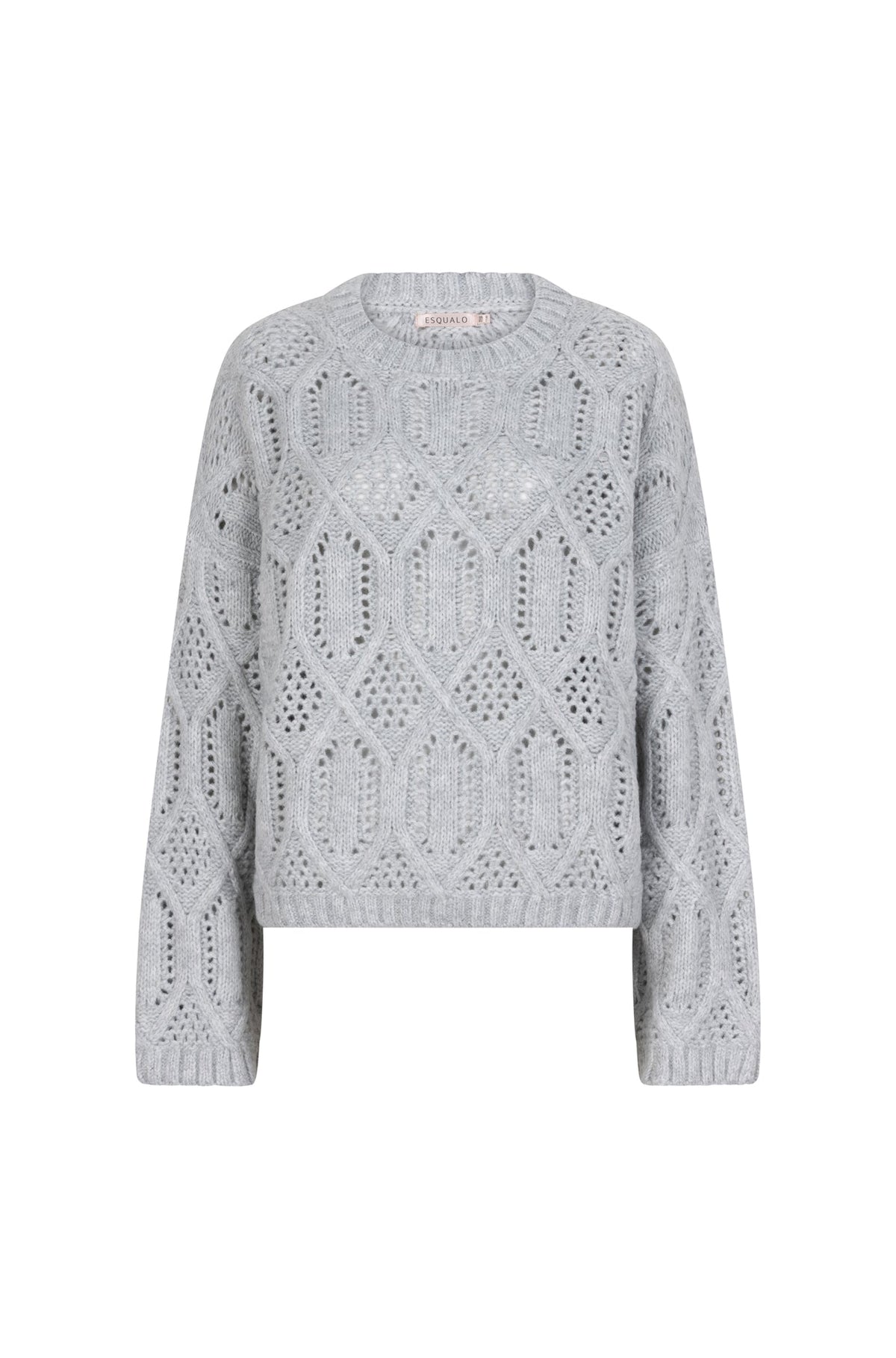 Chandail avec losanges troués pour femme par Esqualo | W2502706 Gris Clair | Boutique Vvög, vêtements mode pour homme et femme
