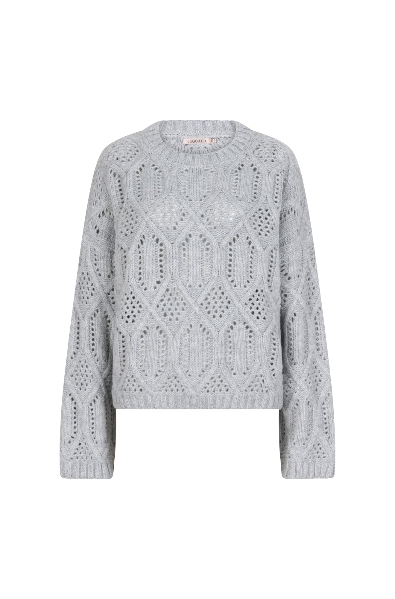 Chandail avec losanges troués pour femme par Esqualo | W2502706 Gris Clair | Boutique Vvög, vêtements mode pour homme et femme
