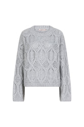Chandail avec losanges troués pour femme par Esqualo | W2502706 Gris Clair | Boutique Vvög, vêtements mode pour homme et femme