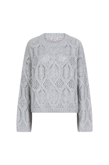 Chandail avec losanges troués pour femme par Esqualo | W2502706 Gris Clair | Boutique Vvög, vêtements mode pour homme et femme