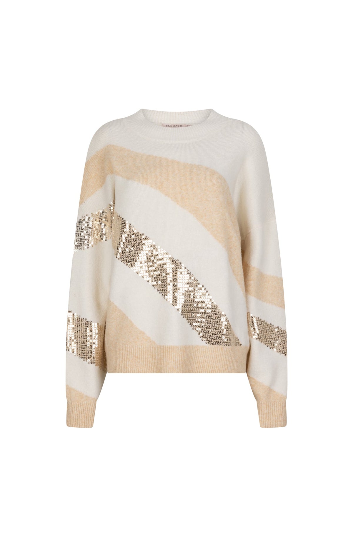 Chandail manches longues pour femme par Esqualo | W2527705 Blanc Cassé/Sable | Boutique Vvög, vêtements mode pour homme et femme