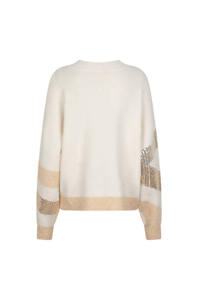 Chandail manches longues pour femme par Esqualo | W2527705 Blanc Cassé/Sable | Boutique Vvög, vêtements mode pour homme et femme