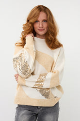 Chandail manches longues pour femme par Esqualo | W2527705 Blanc Cassé/Sable | Boutique Vvög, vêtements mode pour homme et femme