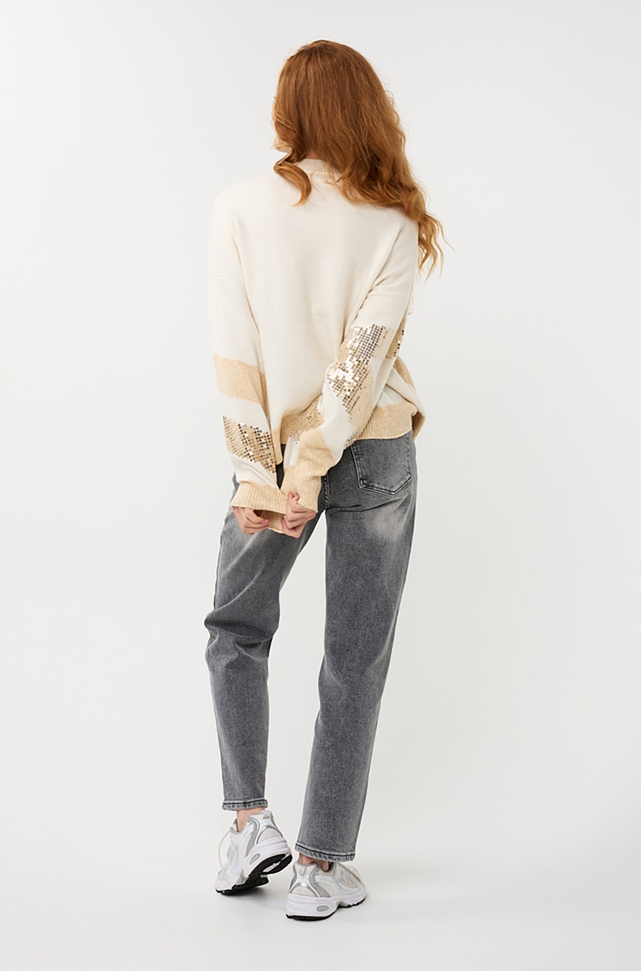 Chandail manches longues pour femme par Esqualo | W2527705 Blanc Cassé/Sable | Boutique Vvög, vêtements mode pour homme et femme