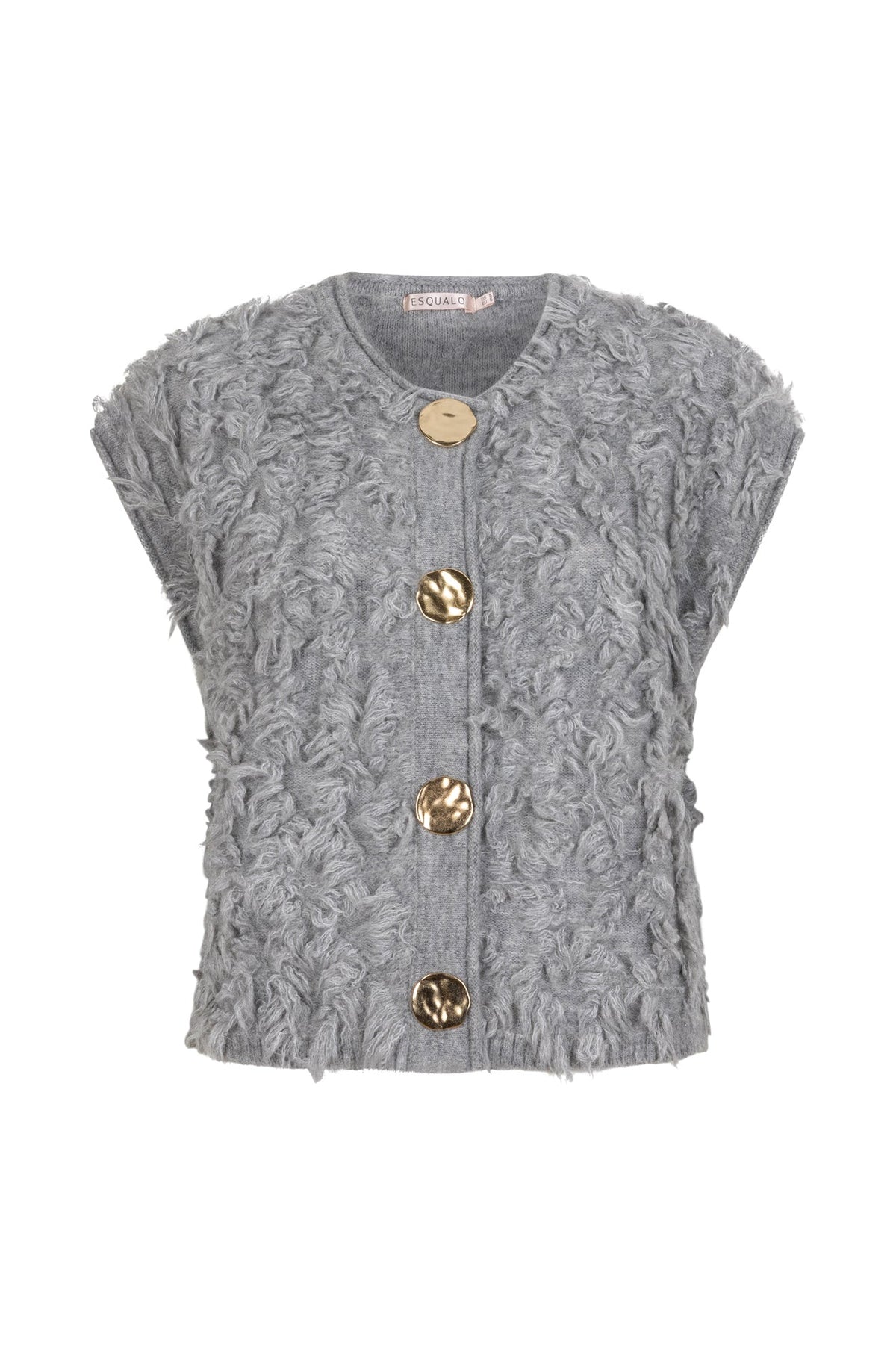 T-Shirt velue et boutonné pour femme par Esqualo | W2527714 Gris | Boutique Vvög, vêtements mode pour homme et femme