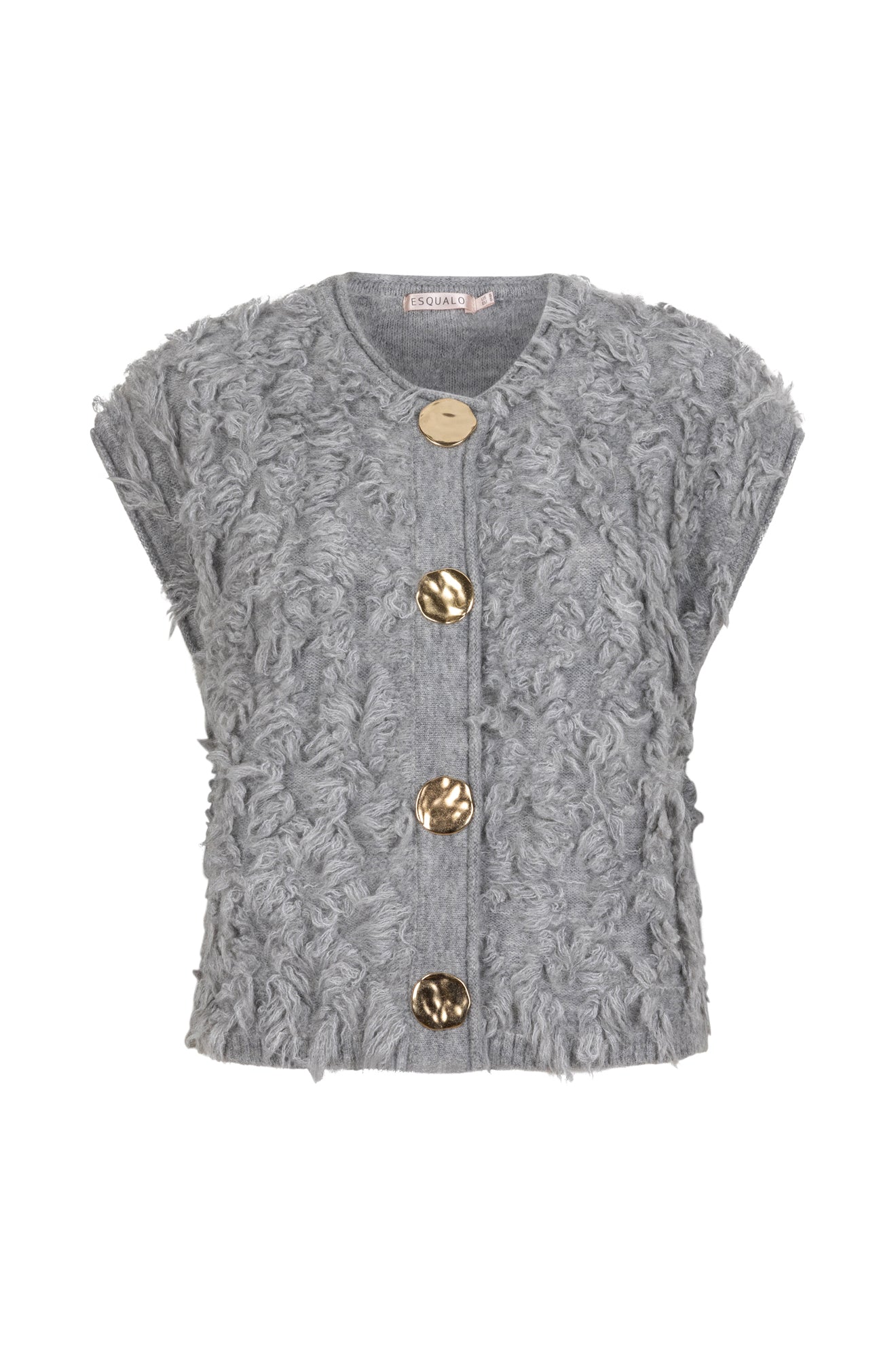 T-Shirt velue et boutonné pour femme par Esqualo | W2527714 Gris | Boutique Vvög, vêtements mode pour homme et femme