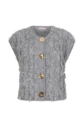 T-Shirt velue et boutonné pour femme par Esqualo | W2527714 Gris | Boutique Vvög, vêtements mode pour homme et femme