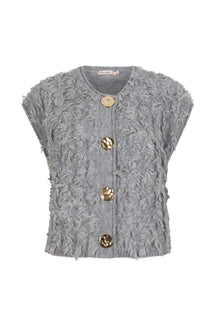 T-Shirt velue et boutonné pour femme par Esqualo | W2527714 Gris | Boutique Vvög, vêtements mode pour homme et femme