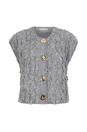 T-Shirt velue et boutonné pour femme par Esqualo | W2527714 Gris | Boutique Vvög, vêtements mode pour homme et femme